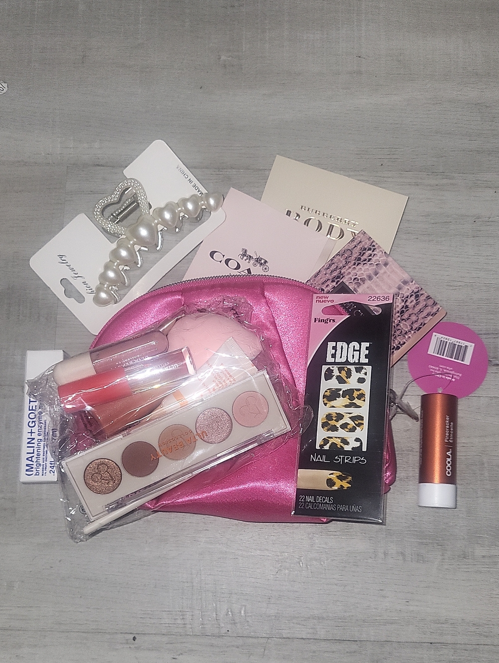 COOLA, Pink Satin Makeup Set with Neutral Eyeshadow Palette & Lip Glosses